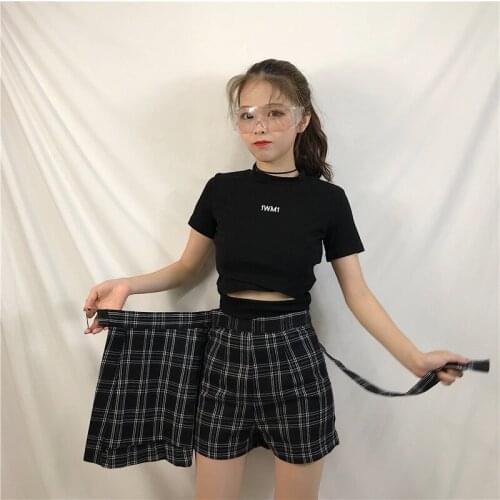 Preppy Style high Wasit Skirts mini skirt Women A-line Sashes Student Skirt With Shorts Mini Kawaii Cool Plaid Skirts Shorts