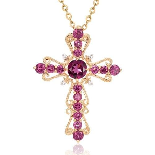 MENGYI Vintage Cross Pendant Womens Necklace Inlay Red Zircon Cross 9 2 5 Pendant Necklace Jewelry For Wedding Gift