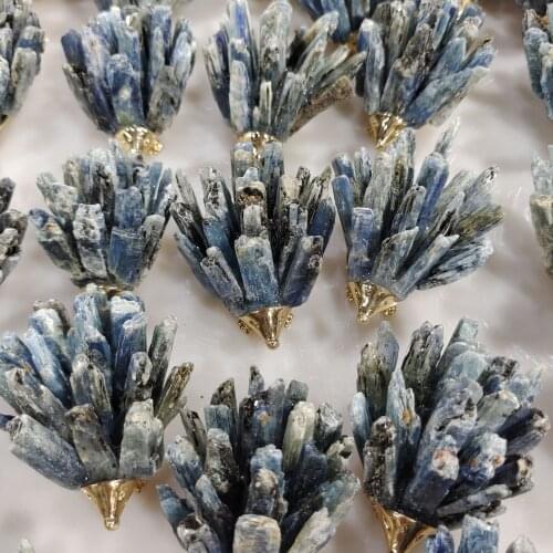 1pcs Natural Kyanite Hand-Made Cute Hedgehog Clusters Quartz Stone For Gifts