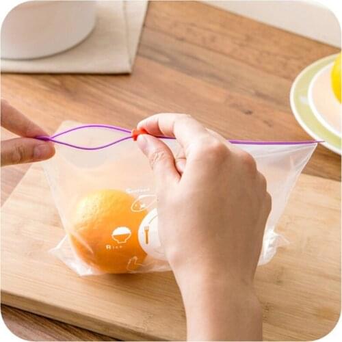 10Pcs/Set Reusable Fresh Zipper Bag Freezing Heating Food Saran Wrap Storage Bag Zip Lock Poly Bags Kitchen Accessories