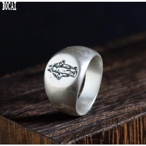 100% REAL S990 full silver matte craft Christian Virgin Mary like ring for men and women Thai silver adjustable silver rings