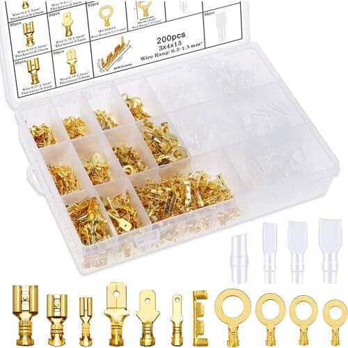 1000PCS Cable Lugs Kit,2.8mm/4.8mm/6.3mm Blade Receptacles With Insulating Sleeve,Ring Crimp Lugs Cable Lugs, U-Shape Terminals