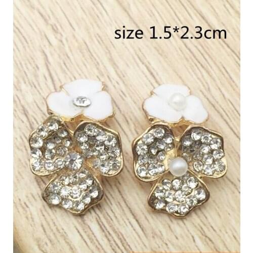 15*23 MM Factory Direct Headdress Pearl Rhinestone Buttons Gold Flatback Rhinestone Flower Dish Accessories 20PCS/LOT MYQB079