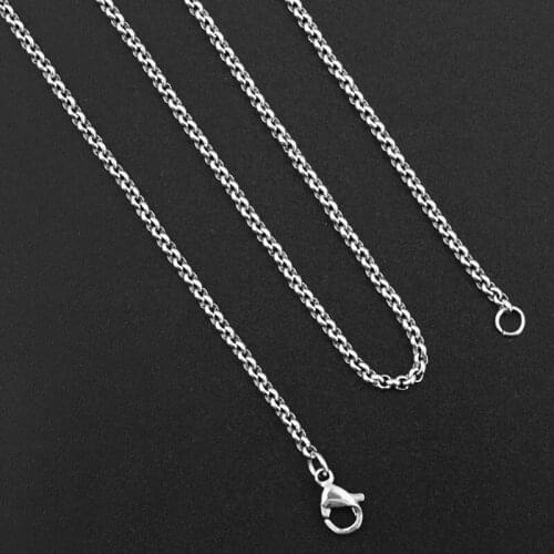2.0mm Stainless Steel Silver tone Rolo O Chain Necklace with Lobster Clasp Men Women Pendant Jewelry Chain Accessories 45CM