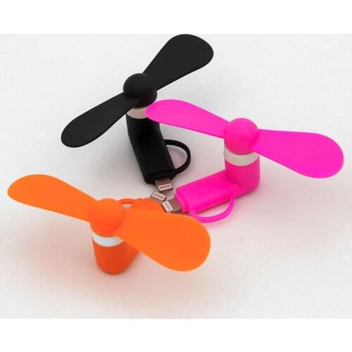 2 IN 1 Travel Portable CellPhone Mini Fan Cooling Cooler For Micro USB For iPhone 5 5S SE 6 6S Plus 8 Pin Android Phones S6 S7