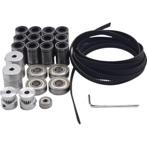 22pcs/lot movement kit for 3d printer reprap prusa i3 include GT2 belt pulley,LM8UU,608zz,624zz and coupler