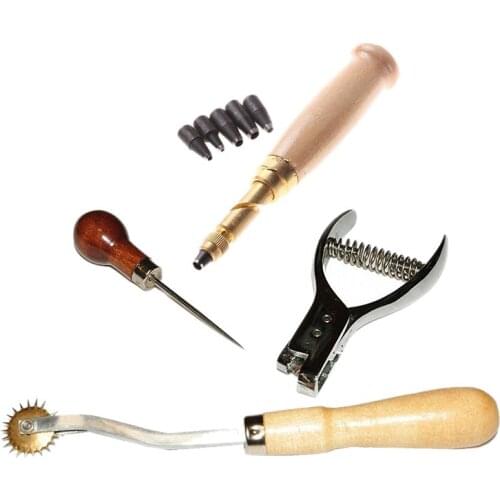 4 Basic Pattern Making Supplies, Pattern Notcher, Automatic Hole Punch ,Tracing Wheel/ Overstitch Wheel , Awl