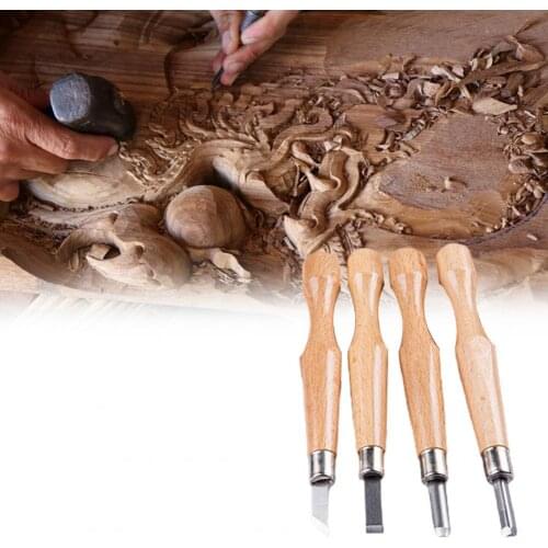 4Pcs Carving Chisels Sharp Labor-saving Wood Handle Assorted Wood Graving Chisel Kit for Wood Crafts