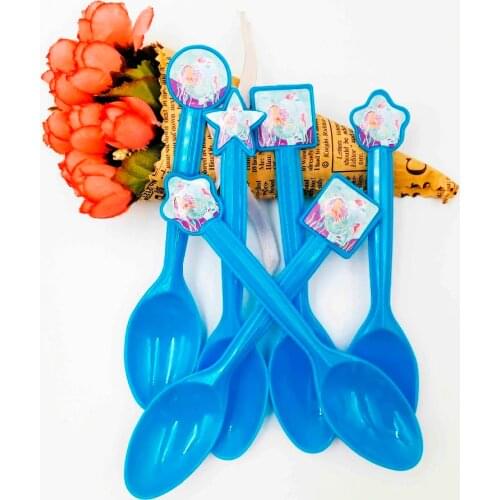 6PCS/bag Mermaid Party Supplies Disposable Spoon Kids Birthday Decoration Mermaid Baby Shower For Boys/Girls Favor
