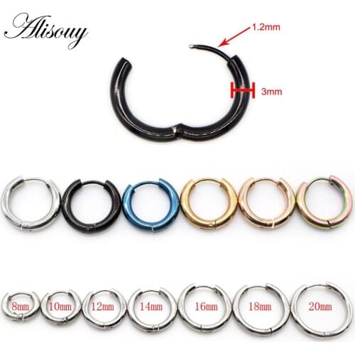 Alisouy 1 Pair 3mm Simple Classic Hoop Earrings for Women Men Glossy Stainless Steel Small Huggie Earrings Unisex Style