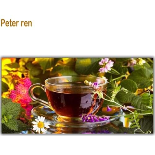 Peter ren Diamond Painting DIY Resin Full Diamond embroidery Round\Square mosaic Paintings on the wall The beauty of flower tea
