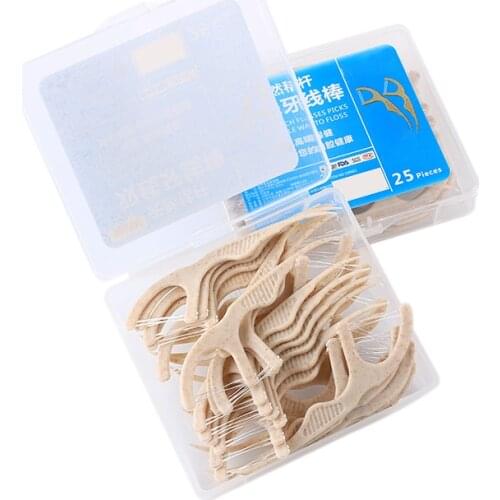 50pcs Biodegradable Dental Floss Flosser Picks Teeth Toothpicks Oral Care Interdental Brush Teeth Stick Floss Pick Clean