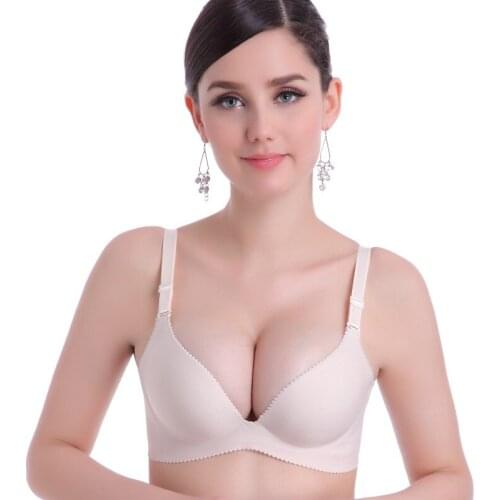 Seamless 3/4 Cup Super Push Up Bra double size Sexy Lady Push Up Bra seamless one piece lingerie comfortable big size sexy ba