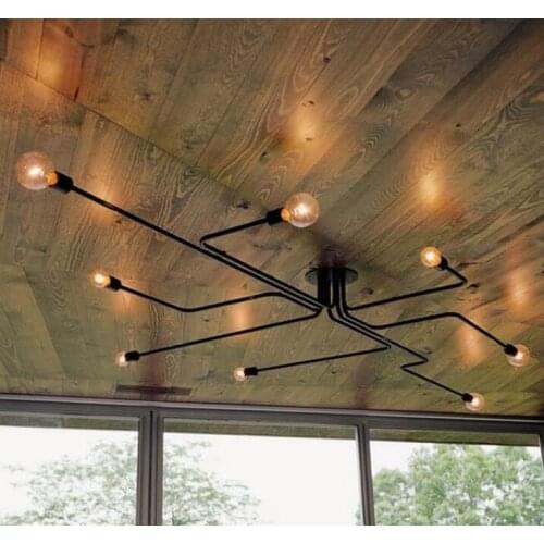 For foyer dinning room restaurant Iron arm Retro industrial LOFT ceiling lamp classic modern black vintage ceiling light