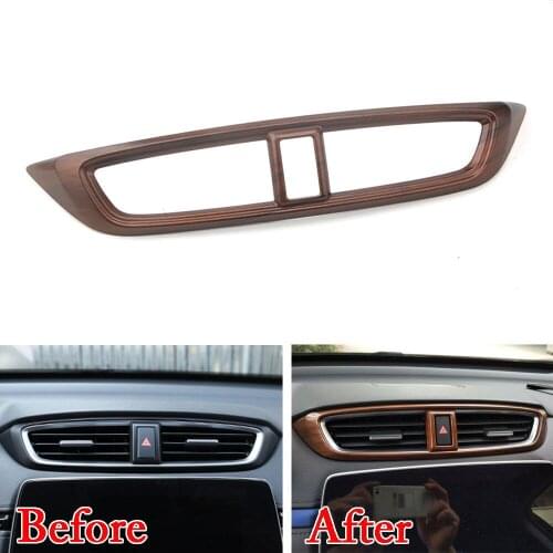 For Honda CRV 2017-2018 Wood Color Console Air AC Condition Vent Outlet trim Cover Car-styling Stickers car trim sticker