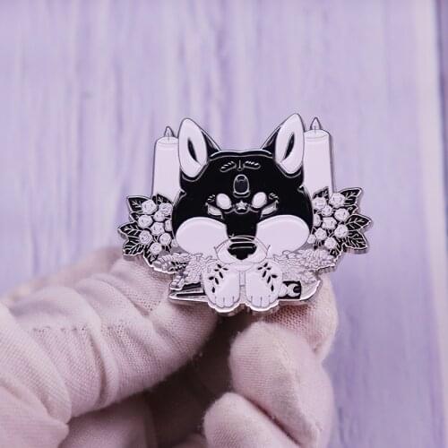 Little Spells Protection Dog Enamel Pin Candles Plants Brooch Pray Badge lovely handmade works of art worth cherishing