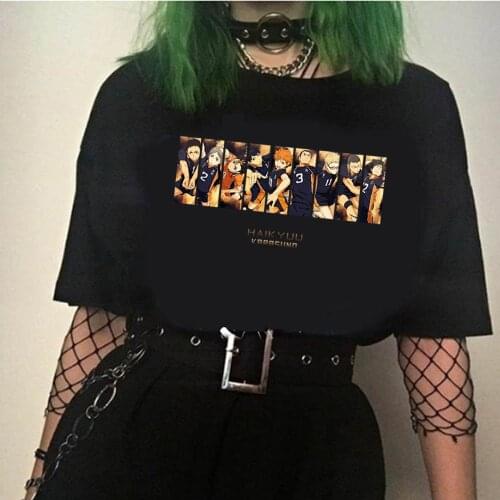 Funny Anime Haikyuu Print Oversized Men T Shirt Hip-Hop T-shirt O-neck Summer Japanese Male Causal Tees