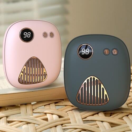 Retro Hand Warmer 5000mAh Power Bank Mini Digital Display Powerbank Chargeable USB Heater Handwarmer 2 Side Warm For Travel Home