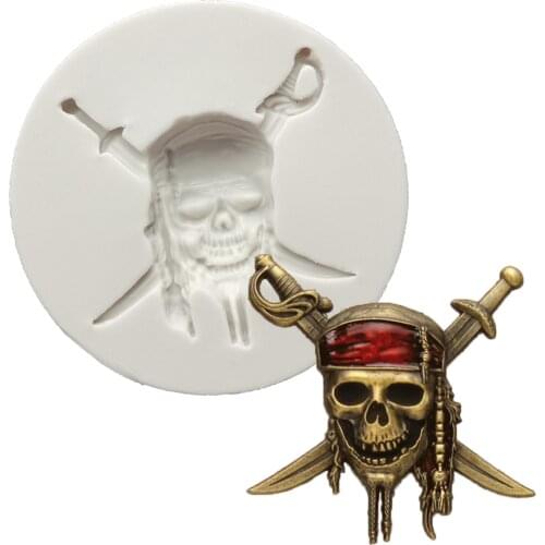 Captain Jack Pirates Skull Silicone Mold Fondant Cake Decorating Mould Sugarcraft Chocolate Baking Tool For Cake Gumpaste Form