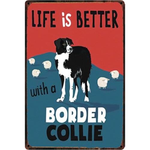 [ Kelly66 ] Border Collie Metal Sign Tin Poster Home Decor Bar Wall Art Painting 20*30 CM Size y-2146