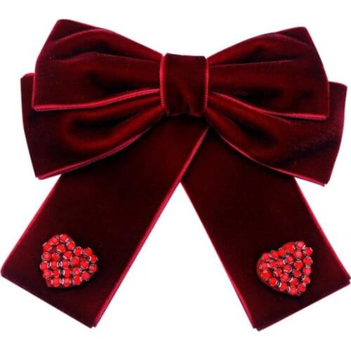 Korean Heart-shaped Bow Brooch Cute Bow Tie Corsage Collar Brooches for Girls Student Bow Tie Blouse Jewelry Accessories
