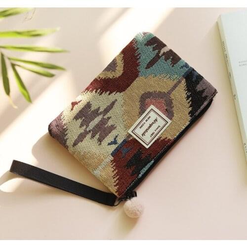 Women Color Contrast Cosmetic Bag Small Mobile Phone Canvas Personalized Wrist Zero Coin Pouch Make Up Bags Necesserie