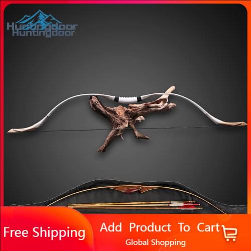 Huntingdoor 30-70lbs Mongolian Bow Hunting Traditional Longbow Cow Leather Wooden Recurve Bow for Archery Shooting Sports