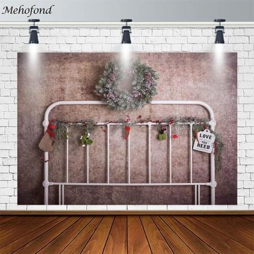 Mehofond Merry Christmas Backdrops X-MAS Garland Socks Vintage Wall Photography Backgrounds Photo Studio Photophone Decor Props
