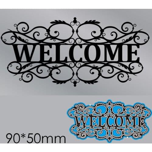 Metal Cutting Dies Doorplate "Welcome" New Scrapbook Paper Decoration Template Embossing DIY Paper Card Craft 90*50mm