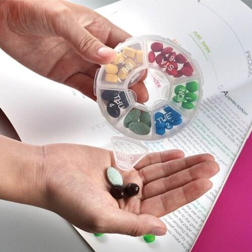 Cute mini portable travel medicine box, layered transparent plastic boxes 6 Slots 1 week Pill Box Drug Tablet Medicine