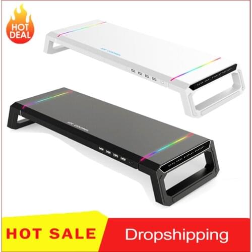 Multi-Function Base Holder Desktop Monitor Stand Computer Screen Riser 4 ports USB 3.0 Charging Laptop Stand LaptopBase Office