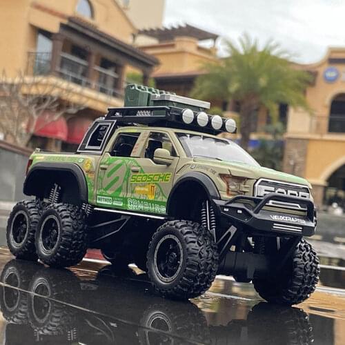 1/30 Ford Raptor F150 Refit Alloy Off-Road Vehicles Model Sound and Light Diecasts Metal Simulation Toy Car Model Childrens Gift