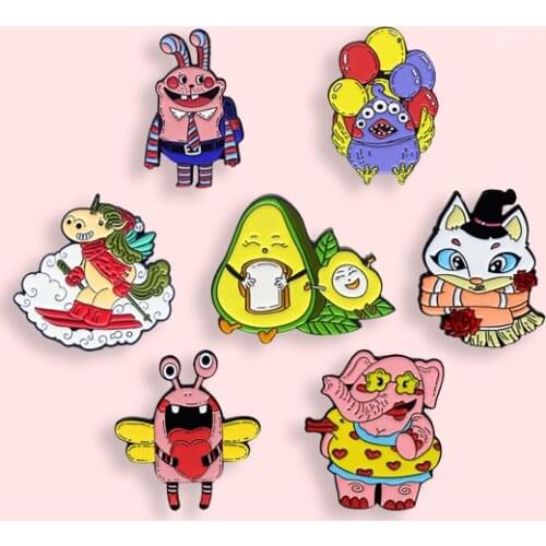 Fashion Cartoon Suit Rabbit Badge Fun Ski Horse Swimming Elephant Bee Chicken Badge Trendy Cute Lapel Backpack Jewelry Gift
