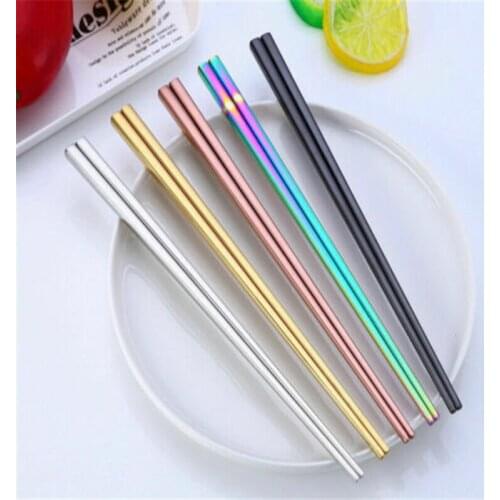 Set Colorful Korean Food Chopsticks Steel Rainbow Stainless Chopstick China