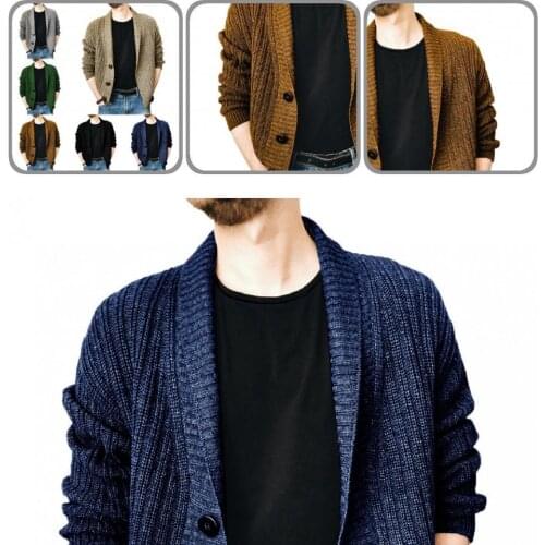 2021New Mens Knit Sweaters Slim Leisure Lapel V Neck Winter Warm Cashmere Wool Button Sweater Cardigan Knitwear Sweatercoat