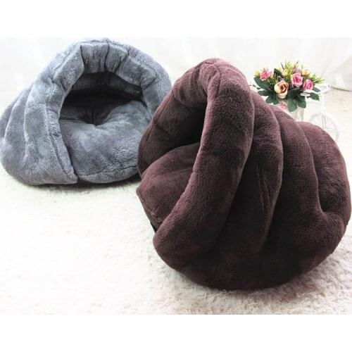 New Pet Soft Brown Dog Cat Bed House Winter Warming Nest Mat For Small Dogs Sleeping Bag Chihuahua Teddy Kennels Free shipping