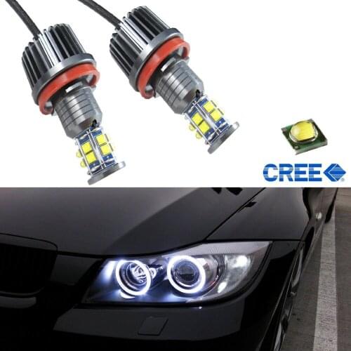 Pair 120W 7000K White H8 LED Angel Eyes Ring Marker Bulbs Canbus Error Free For BMW1 3 5 X Series