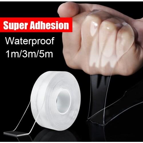 1M/3M/5M Transparent Double Sided Tape nano-tape Washable Reusable Waterproof Adhesive Tape Cleanable Home Gekkotape