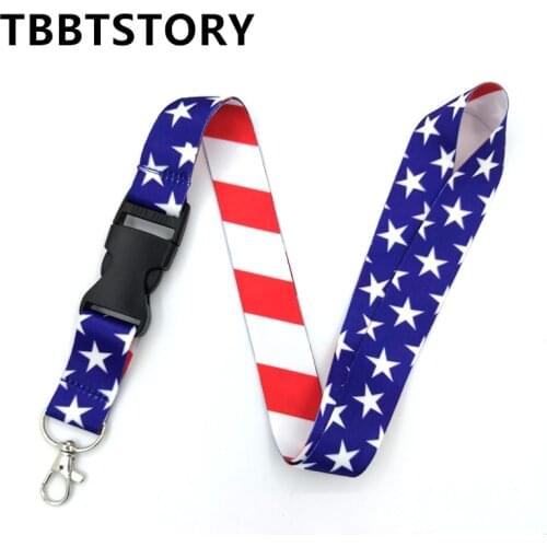 American Flag Neck Strap Lanyard For Keys Keychain USB ID Card Tags Badge Holder Keycord Phone Hang Rope USA Flag Webbing Ribbon
