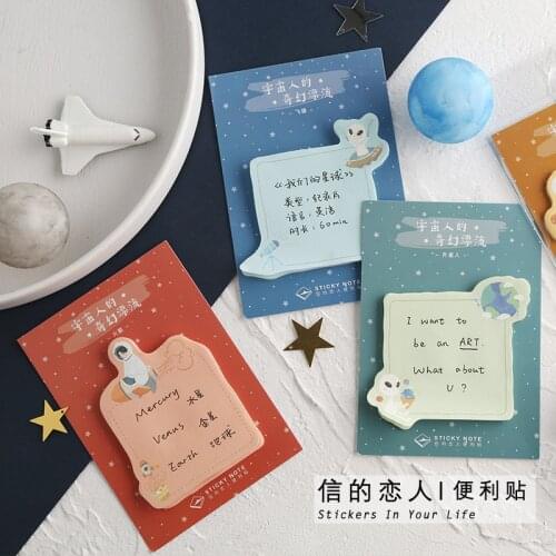Rocket Alien Universe Memo Pad N Times Sticky Notes Escolar Papelaria School Supply Bookmark Label