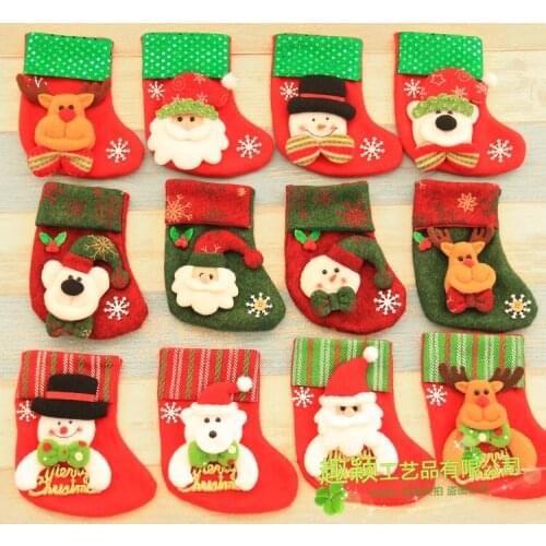 Christmas decorations small sequins Christmas socks childrens party gift bag candy bag Christmas sock tree pendant