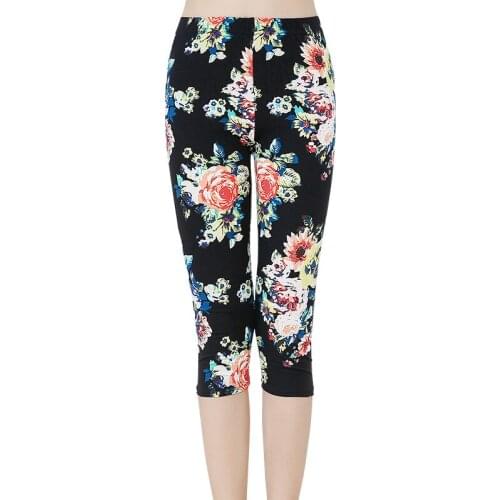 CHSDCSI Fitness Jeggings Capris High Waist Pants Push Up Leggings Girl Printed Flowers Summer Casual Leggins Short