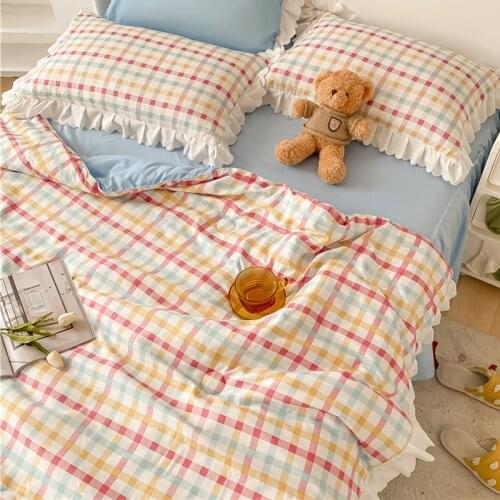 Washed Cotton Summer Quilt Airable Cover Four-Piece Set Summer Blanket Spring and Autumn Thin Duvet Quilt for a Single Bed