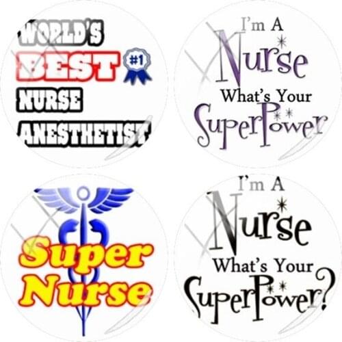 TAFREE Super Nurse Round Glass Cabochon Flatback Photo Cameo Pendant For DIY 25mm Brooches keychain Necklace Jewelry