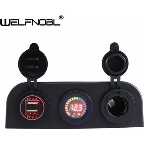 12V Universal Dual USB Charger Color Screen Voltmeter Professional Cigarette Lighter Socket With Tent Base Car Accessories