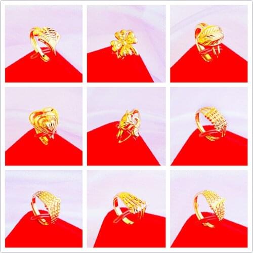 Korean Handmade designer Women Jewelry Simple Round Rings Polish Pure 24K Gold Rings for women Wedding Engagement gifts