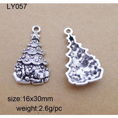 25pcs 16*30mm Vintage Tibetan Silver Charms Christmas Tree Charm Pendant Fit For DIY Bracelet Necklace