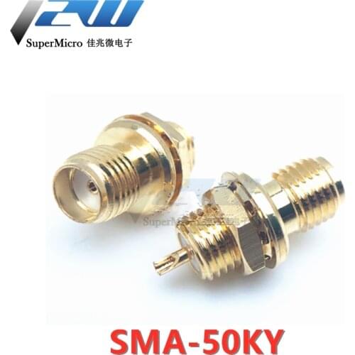 High RF connector SMA-50KY SMA socket panel fixed, round screw rear nut 50 ohms