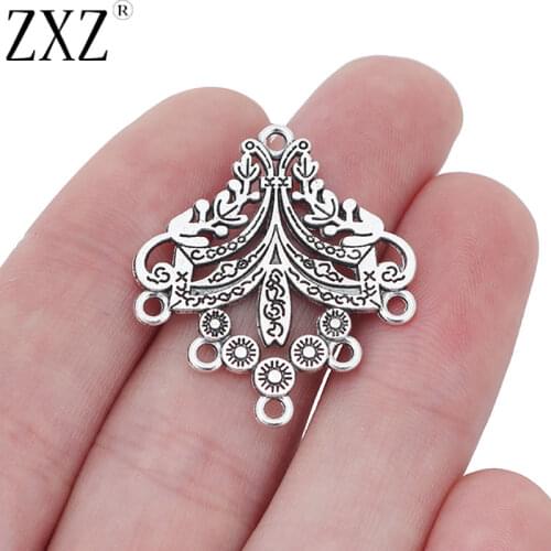 ZXZ 10pcs Tibetan Silver Earring Chandelier Connectors Charms Pendants Double Sided Jewelry Findings 33x29mm