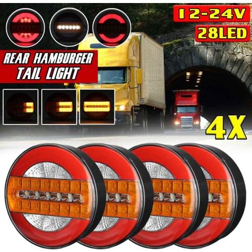 1/2/4pcs LED Trailer Truck Rear Tail Light Taillight Reverse Brake Stop Lights Flowing Turn Signal Lamp For Car Boat Bus Caravan